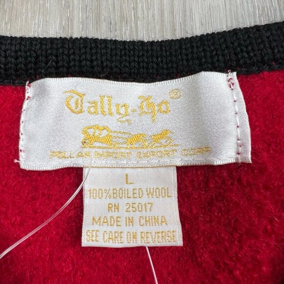 VTG Tally-ho 100% Boiled Wool Cardigan Pollak Import Nordic Size L Large NEW - Picture 9 of 14